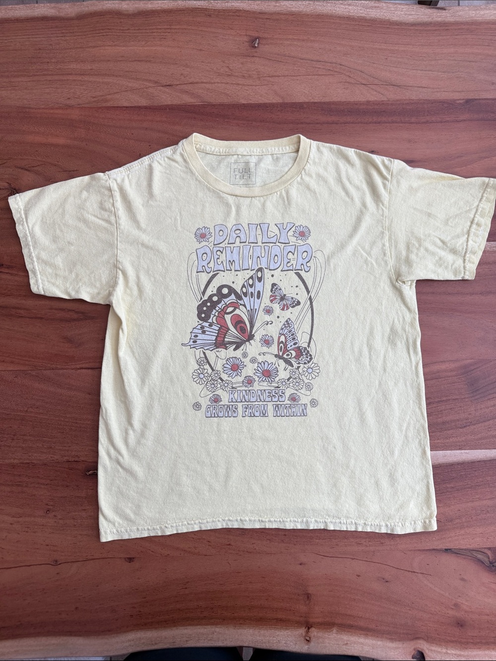Full Tilt Buttercream Kids Tee with Butterfly Graphic